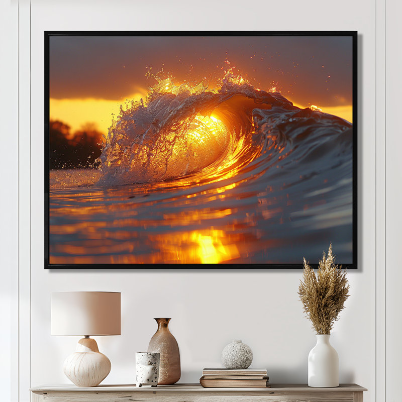 «Rosenblum - Coastal Waves», reproduction d'art murale, H 12 po x l 20 po x P 1 po, Toile avec cadre flottant noir