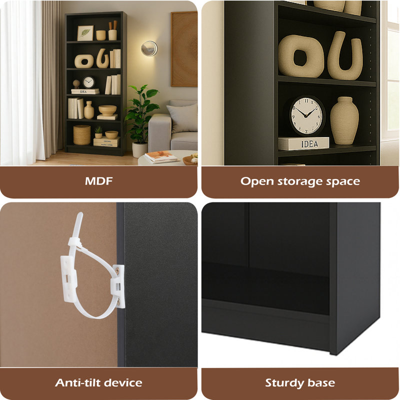 Armoire de rangement à 5 niveaux, Noir