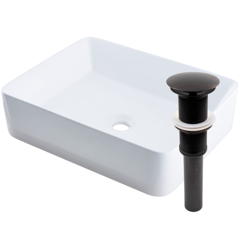Novatto 19'' Porcelain Rectangular Bathroom Sink, Oil Rubbed Bronze