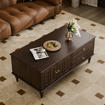 Light luxury retro solid wood coffee table
