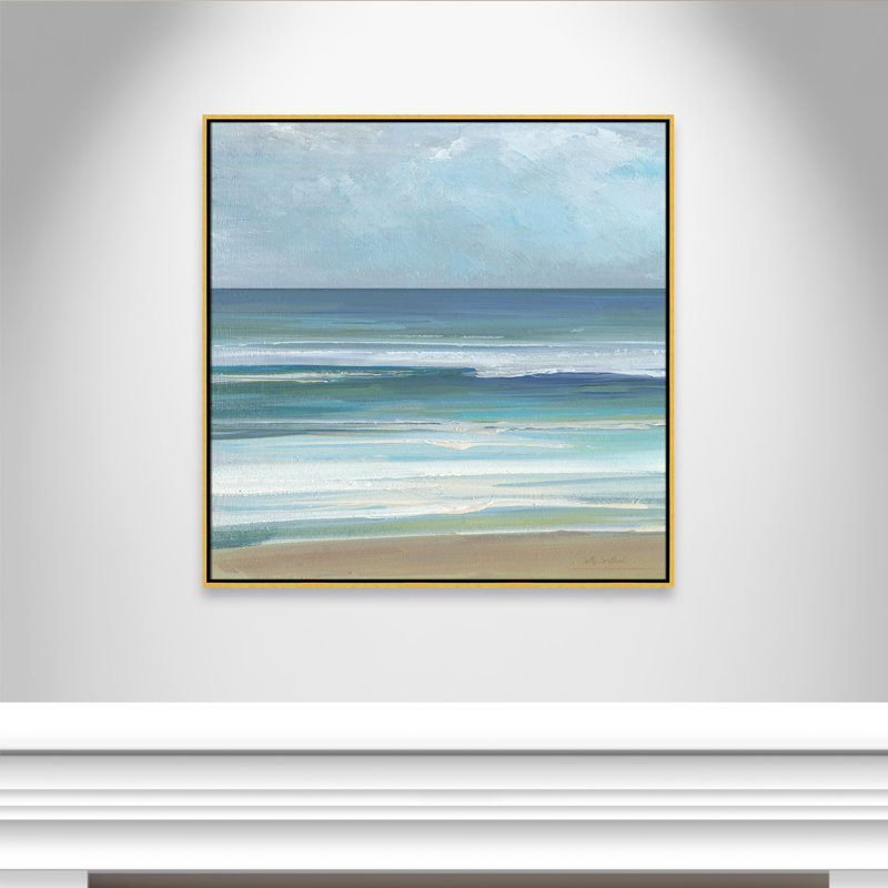 «Gentle Waves I» par Sally Swatland, H 37,5 po x l 37,5 po, Flotteur doré
