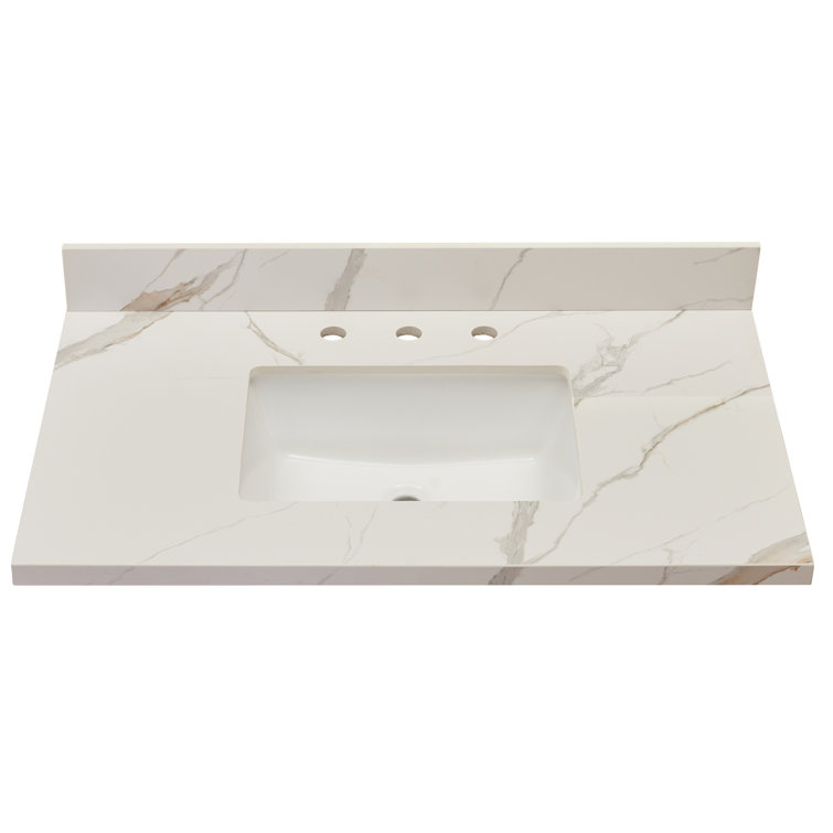 Eivissa 37" Bathroom Vanity Countertop In Calacatta White With Sink