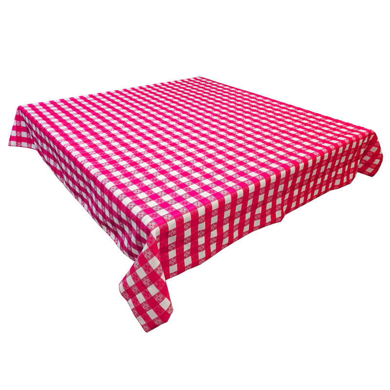 Poplin Tavern Gingham Checkered Polyester Tablecloths, 72" L x 58" W, Fuchsia