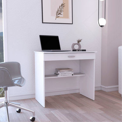 Bureau d'écriture 80 C, poste de travail compact avec tiroir et tablette inférieure