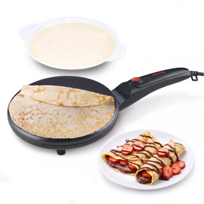 Gourmia 8” Ceramic Electric Crepe Maker with Automatic Batter Dipping & Nonstick Plate, Compact & Lightweight Design, Black