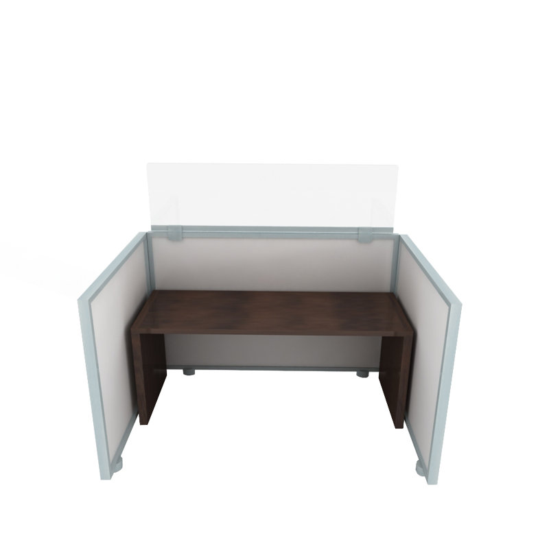 Panneau d'intimité en acrylique avec grands supports, 12" H x 42" lx 0.63" d, Clair, Aluminium