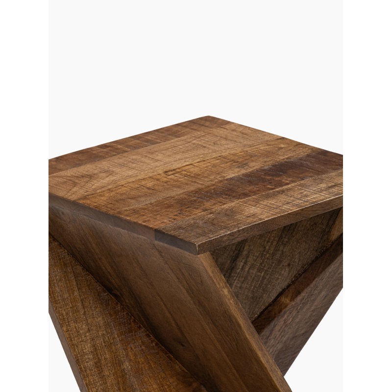 Caelah Solid Wood End Table, Natural Wood/Tan