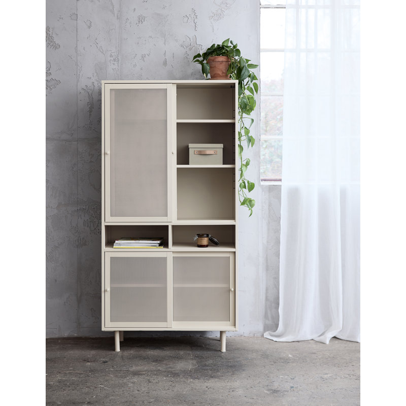 Galata 180cm H x 90cm W Metal Book Cabinet Bookcase, Greige
