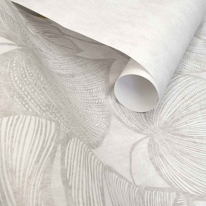 Julie Feels Home Glitter/Shimmer Monstera Leaf and Plain Twinwall Design 4-panel Wall Mural, Mirror White