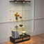 Vitrine avec bibliothèque en verre, grands tiroirs et lumière DEL-1840593155