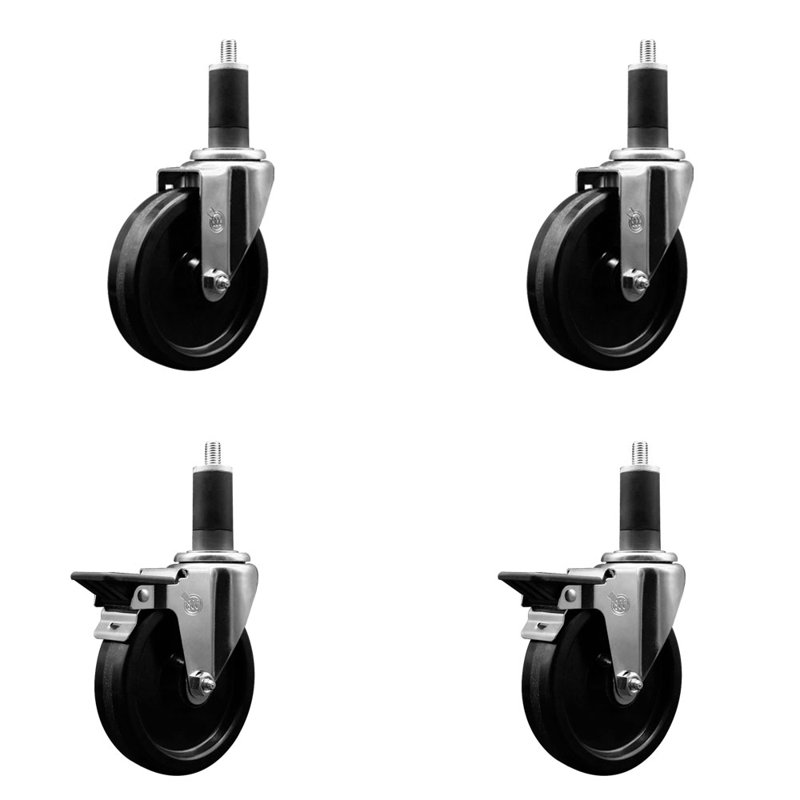 Ensemble de roulettes Phénoliques pivotantes à roues pivotantes 1-1 / 4 pouces 2 freins SCC