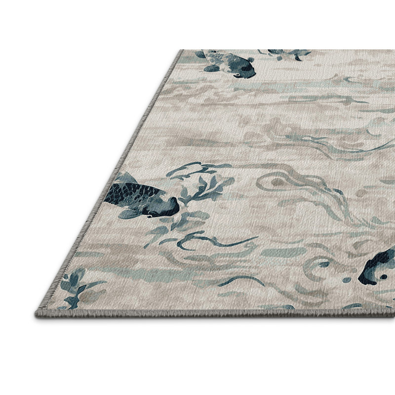 Machine Washable Gray Area Rug, Runner 2' x 4'