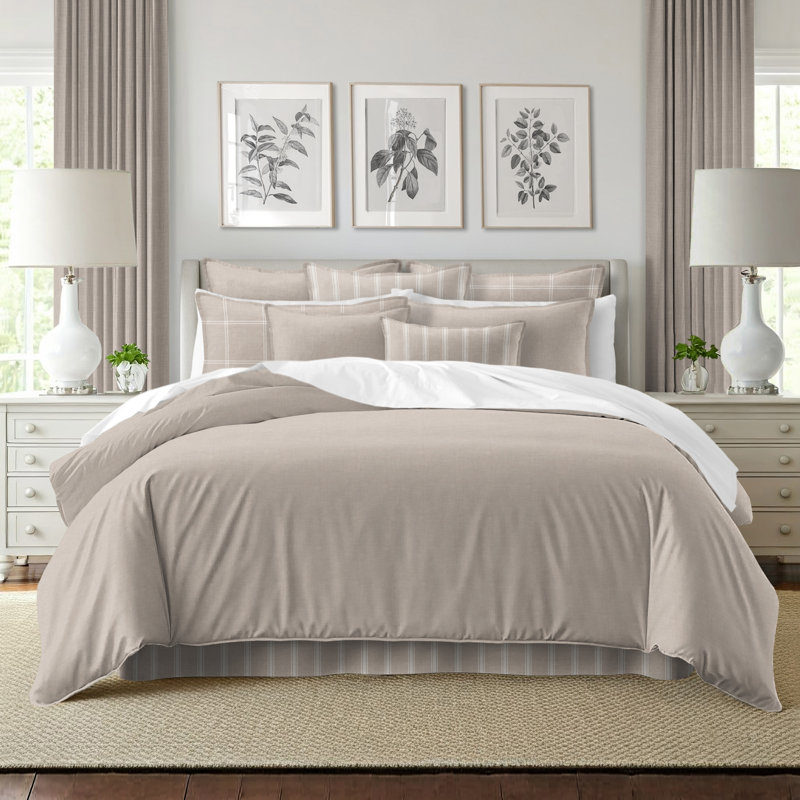 Shay Solid Natural Cotton Comforter Set  8 Piece, King Comforter + 7 Additional Pieces