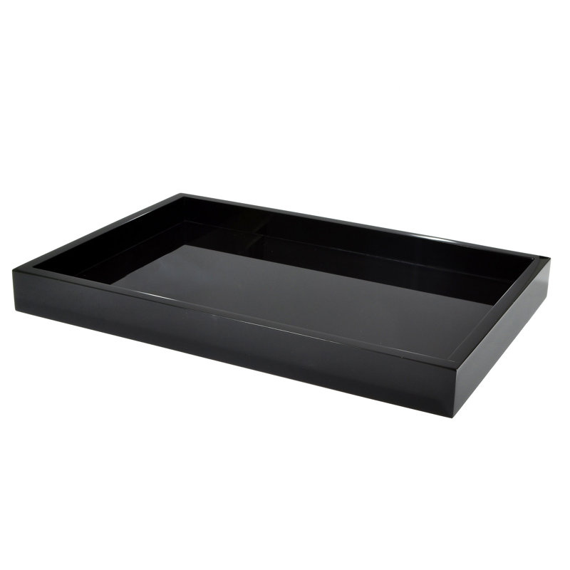 Plateau de rangement de comptoir Mike + Ally Luxury Ice Black Lucite grand format pour salle de bain et chambre, Noir