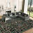 Vintage Floral Rug 10x13 FT Large Washable Rug for Living Rooms, Soft Thin Non Shedding Carpet, Low Pile Foldable Indoor Printed Mats, Farmhouse Oriental Carpet for Hotel, Green-1065976366-1065976361