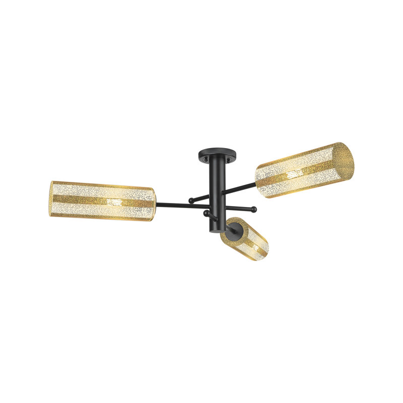 Plafonnier encastré 3 lumières Crown Point, H 10,13 po x l 39,25 po x P 39,25 po, Noir mat, Mercure