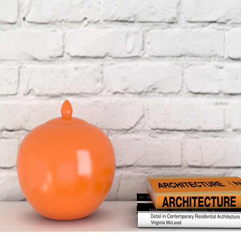 Asadbek Ceramic Decorative Urns & Jars, Orange, 11" H x 10.5" W x 10.5" D