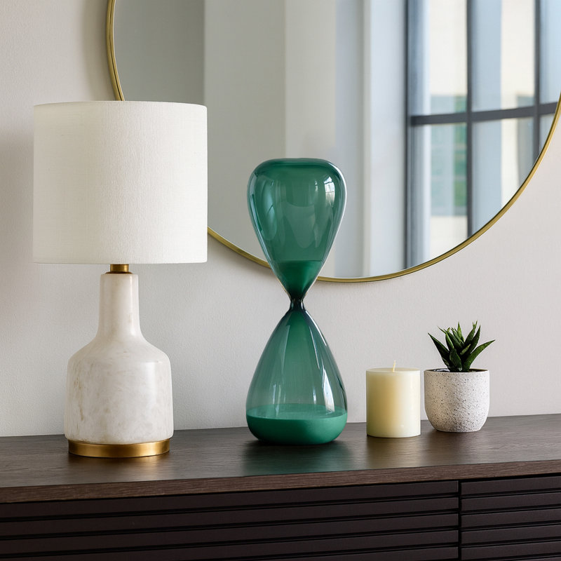 Decorative Objects for Home Decor – Modern Hourglass Sculpture for Kitchen Decor, Shelf Styling, or Decorations for Living Room – Sculptural Decorative Statues and Contemporary Sand Timer Accent