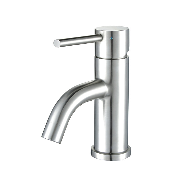 Robinet pour salle de bain à poignée simple en acier inoxydable avec drain escamotable Whitehaus, Poli