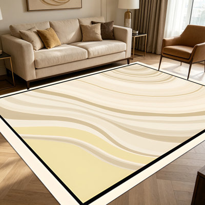 Tapis beige neutre minimaliste abstrait de 1 pièce pour le salon, doux et confortable, convenant à toutes les saisons, facile à entretenir, lavable à la machine, tapis de ferme sous la table convenant à la salle à manger, la chambre à coucher, le vestibule, la cuisine,