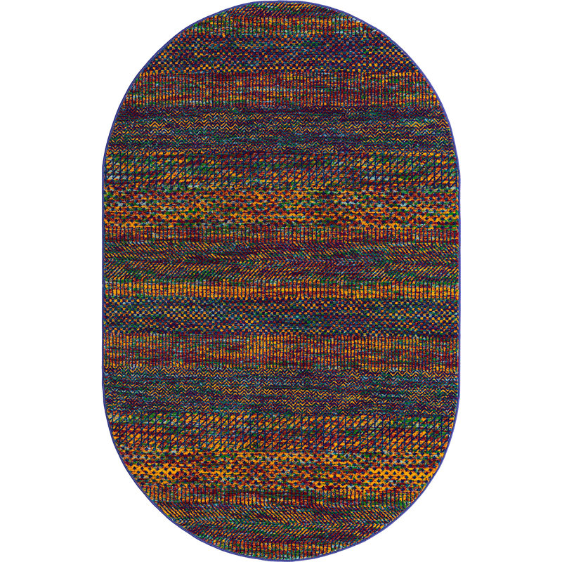 Aaliayah Striped Indoor Rug, Oval 5'3" x 8'
