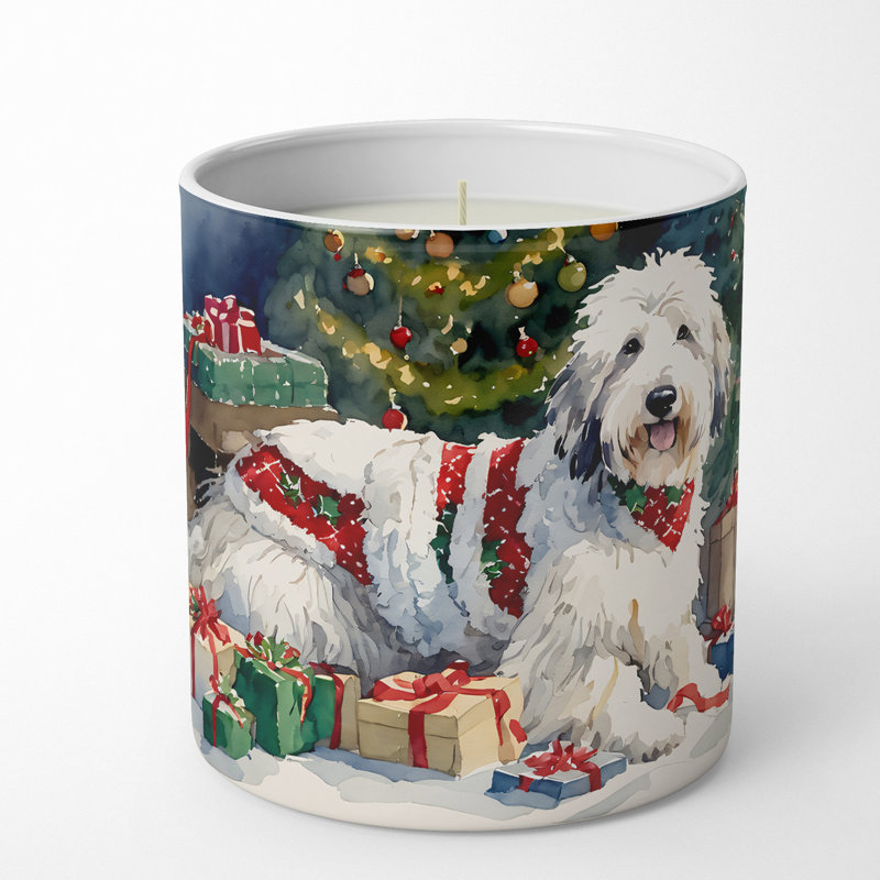 Bougie de Noël parfumée avec support en céramique