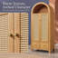 Oak Rattan Arched Wardrobe with 2 Magnetic Doors, Hanging Rail and 2 Drawers, 78 x 45 x 181cm