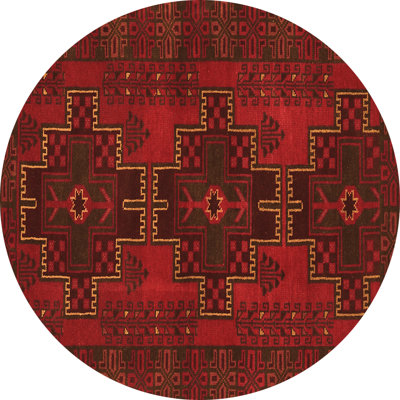 Tapis oriental rond en laine / polyester tissé à la machine 7 pi Bhismpal