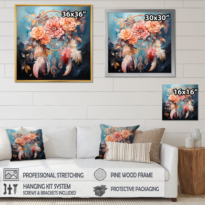 Pink Dream Catcher Dreamy Pastels III - Landscapes Canvas Prints, Cadre flottant blanc, 24" H x 24" W