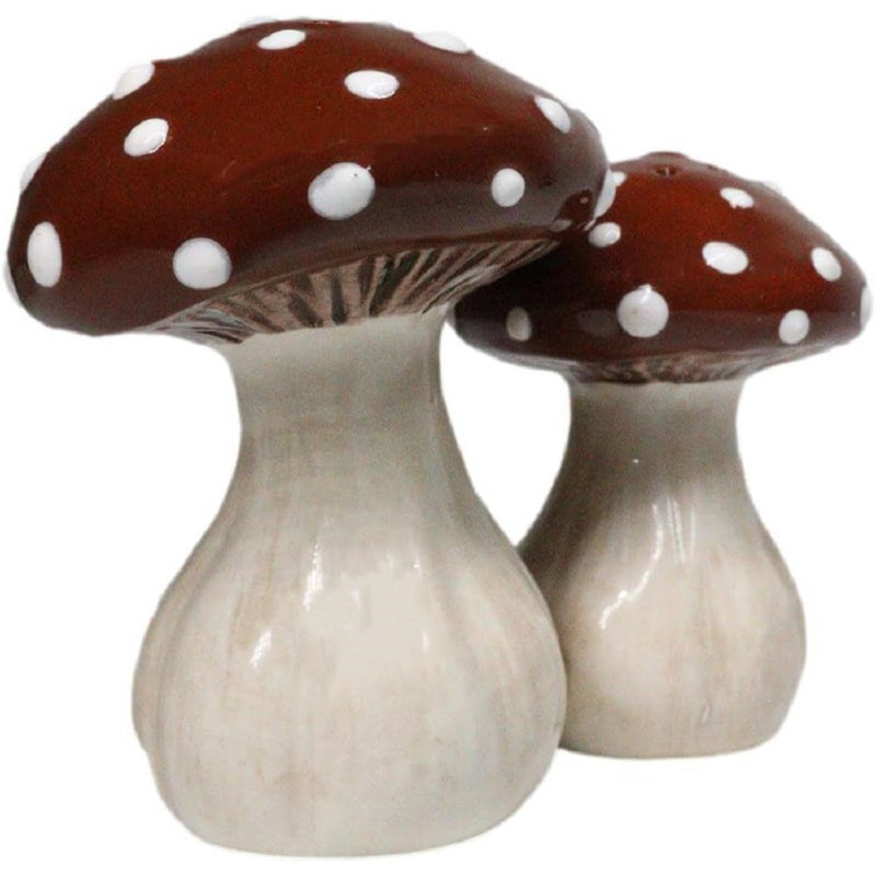 Salière et poivrière champignon rouge sauvage avec champignon crapaud blanc