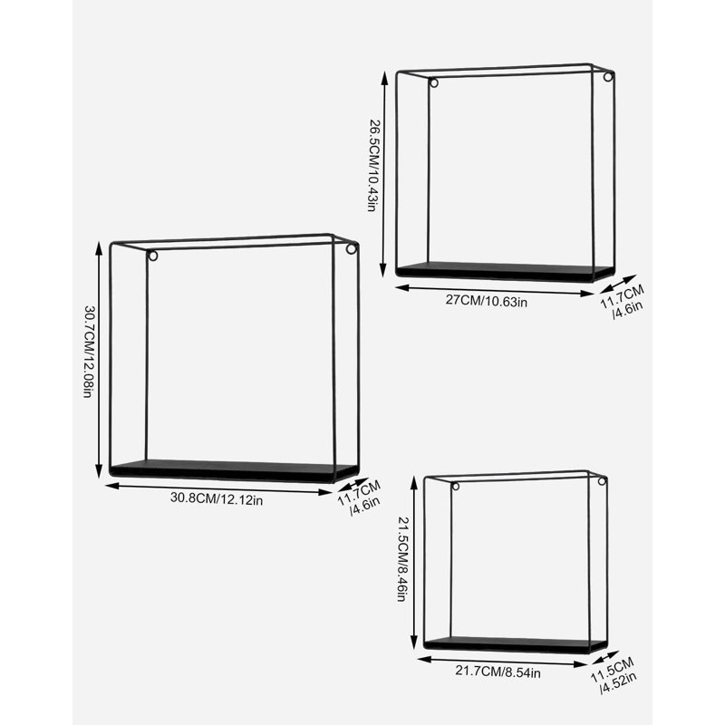 Hendrica 3 Piece Square Accent Shelf, 31cm H x 31cm W x 3cm D, Brown