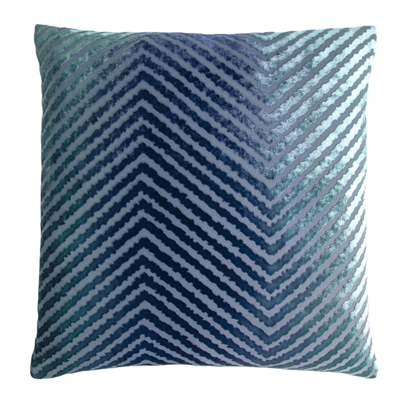 Chevron Velvet Pillow Cover & Insert, 20"H x 20"W, Shark