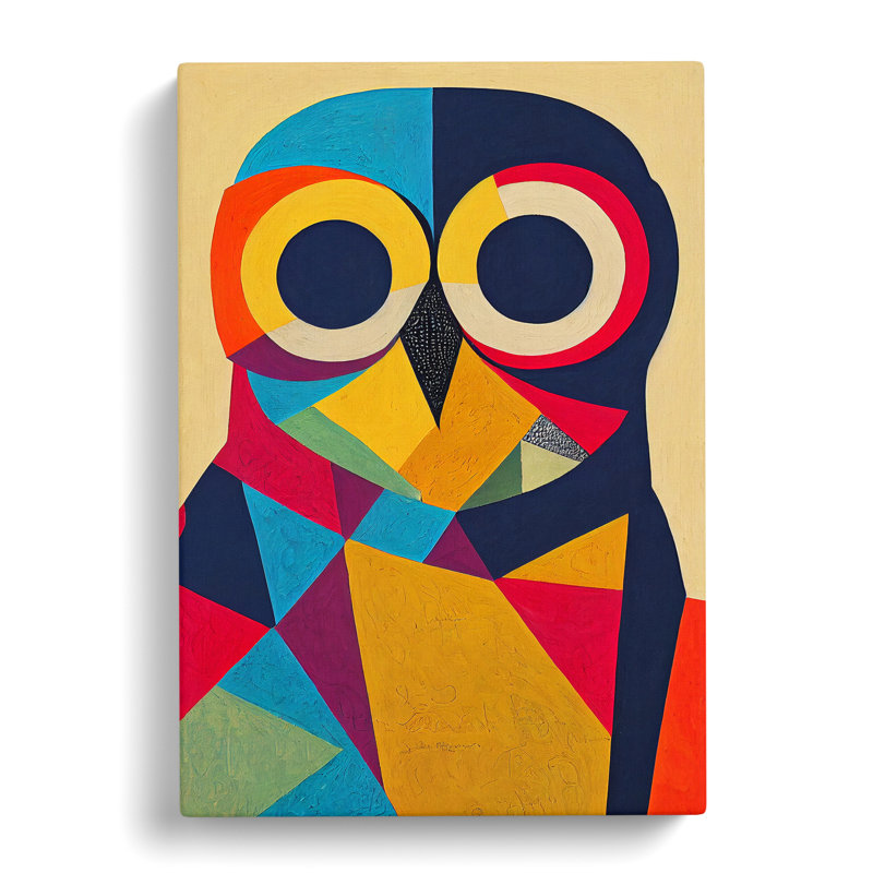 Abstract Owl In Colour - Wrapped Canvas, 50cm H x 35cm W