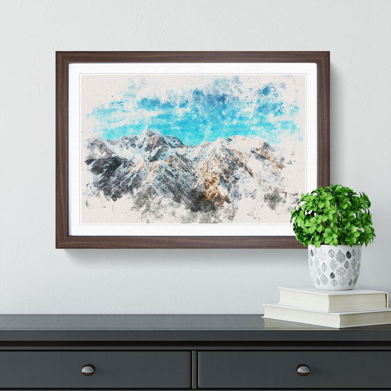 Mountains in New Zealand - Framed Print, 62cm H x 87cm W x 2cm D, Walnut Framed