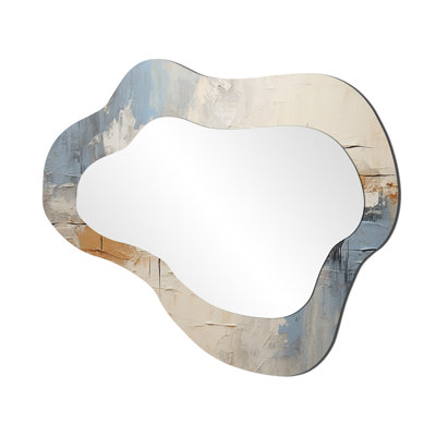 Minimalisme moderne scandinave Serenity Art I - miroir mural asymétrique scandinave, miroir décoratif beige nuage, impression d'art en métal
