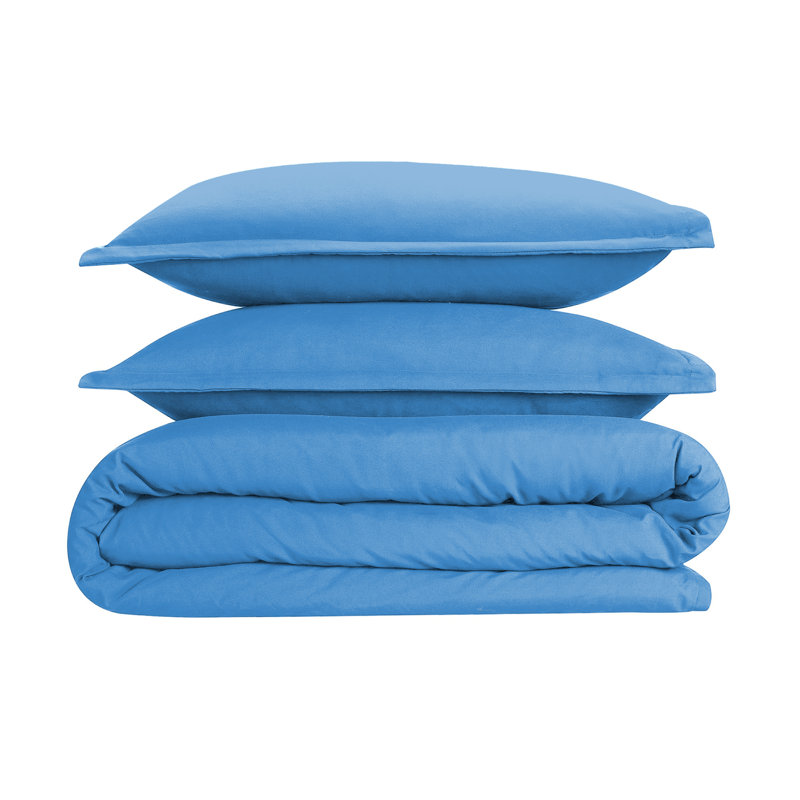 Super Soft Microfibre Reversible Plain Duvet Cover Set, Light Blue, Kingsize Duvet Cover Set + 2 Pillowcases