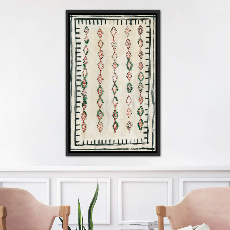 "Tapis marocain II" par Albina Bratcheva-impression d’art graphique, H 26 po x l 18 po x 1,5 po, Toile avec cadre noir
