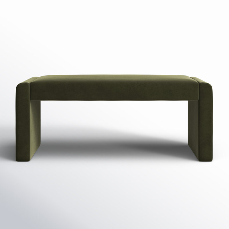 Banc rembourré Wagenen, Velours vert olive