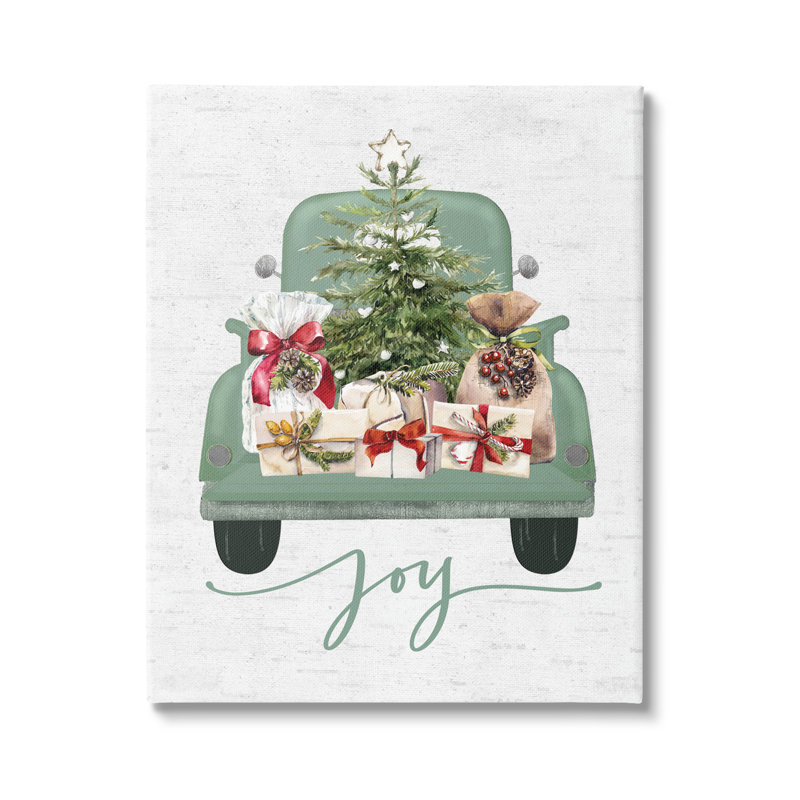 «Rustic Gift Truck With Joy On Canvas» par impression à lettres et doublée, H 30 po x l 24 po x P 1,5 po