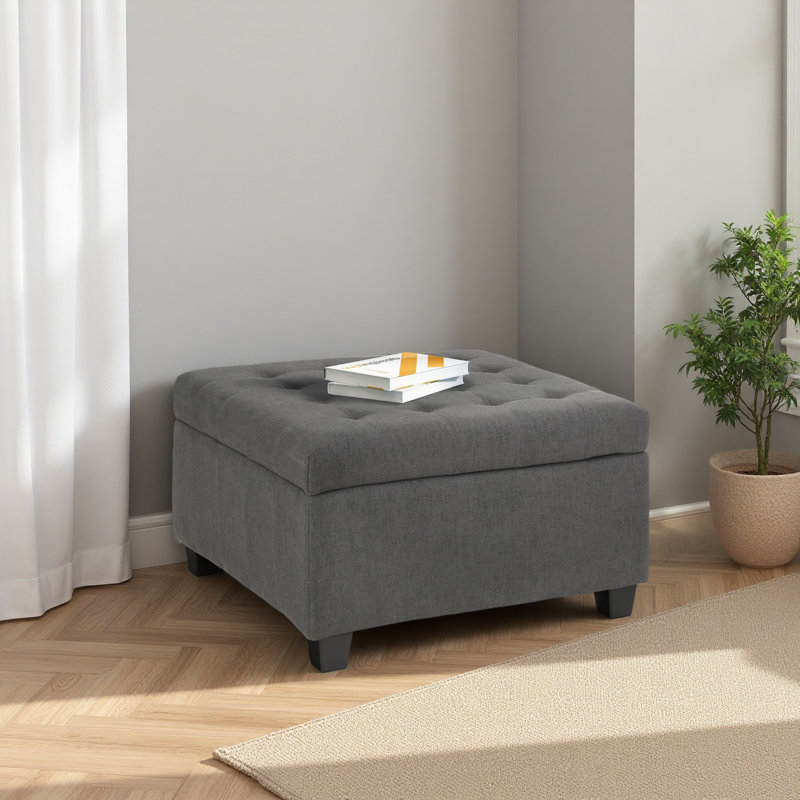 Repose-pieds rembourré avec rangement en tissu, Gris clair