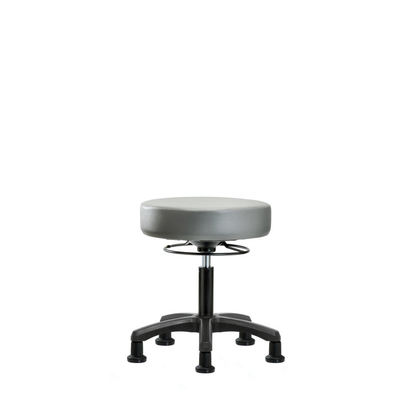 Tabouret de laboratoire en vinyle, Argenté, Patins fixes, 23"