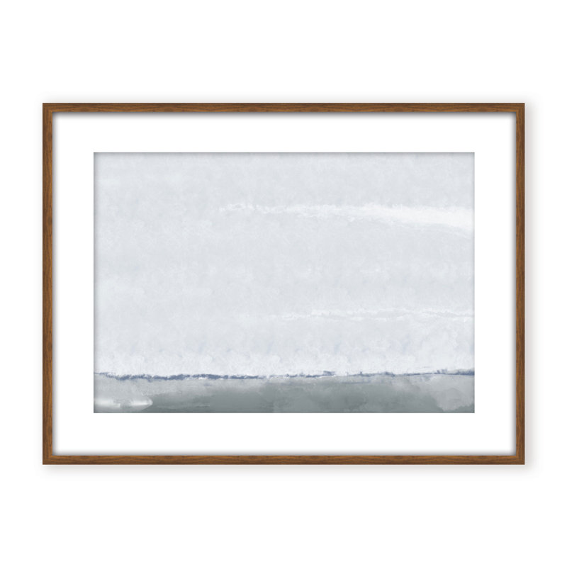 Coastal Retreat Silver Seas: Abstract Oceanscape, 36" H x 48" W x 1.125" D, Framed Matted Print, Brown