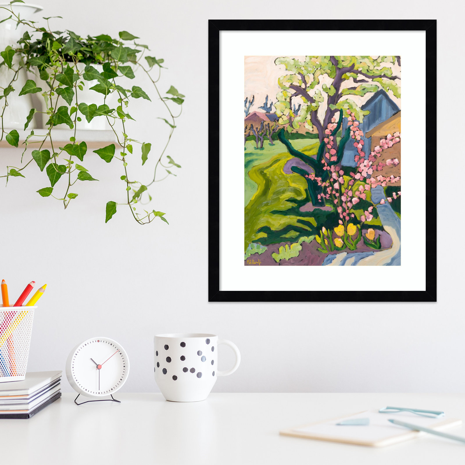 Fayra Garden In Dusk Light Framed On Paper by Fayra Print, Black, 21" H x 17" W x 1" D
