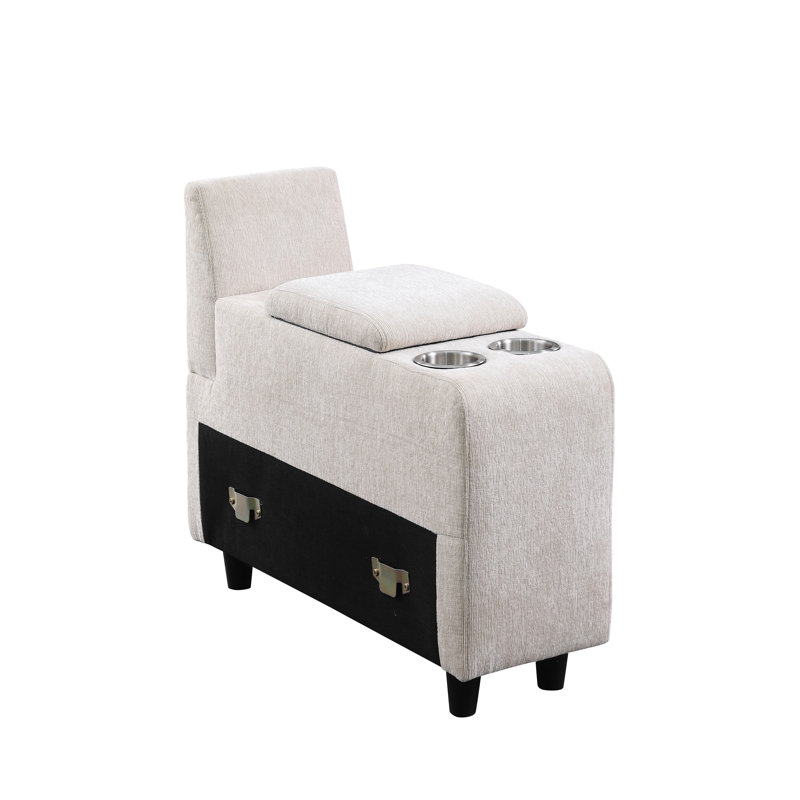 Rene Sectional Sofa With Ottoman, Beige Chenille