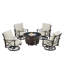 Ensemble de table de foyer en aluminium noir avec quatre fauteuils club