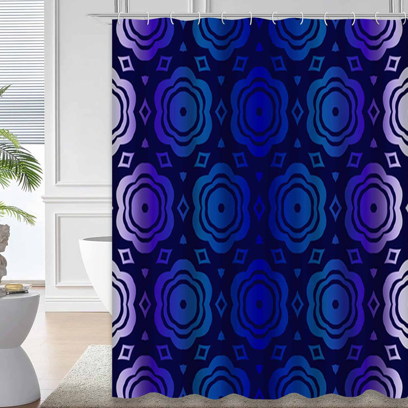 Rideau de douche bleu foncé à 12 crochets, L 72 po x l 72 po