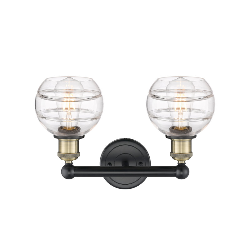 Éclairage pour meuble-lavabo à 2 lumières à intensité variable Natick, Transparent, Laiton antique noir