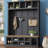 Farmhouse Wooden Style Hall Tree With Wide Storage Seating Bench, Entryway Shoe Cabinet With 13 Compartments, Elegant Coat Rack With 6 Hooks For Mudroom, Living Room, Black
