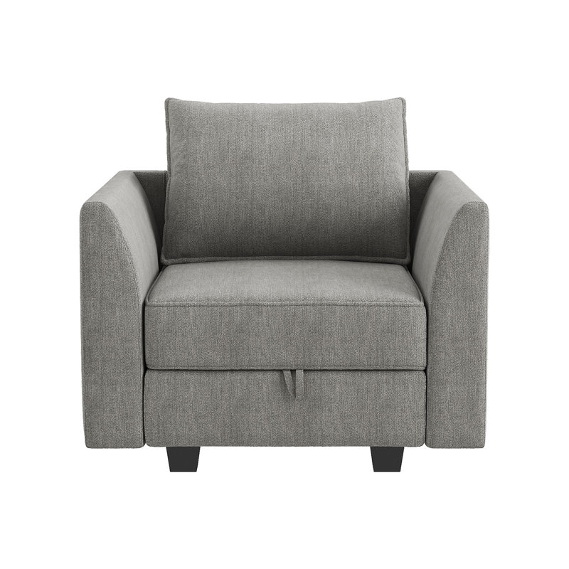 Manusite 35" W Upholstered Armchair with Storage Space, Gray Polyester Blend
