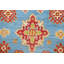 Tapis bleu / ivoire en laine noué à la main de conception unique 2 pi 7 po x 4 pi 2 po New Age